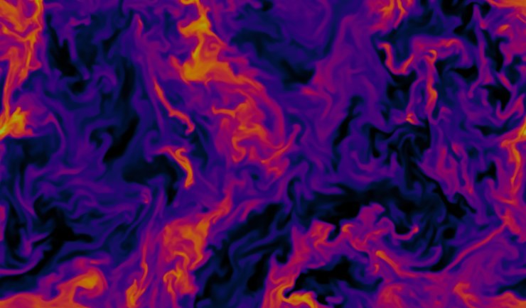 Density slice of a self-gravitating magnetised turbulent cloud